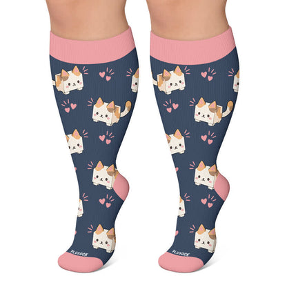 Plus Size Party Pup Cat Dog Compression Socks - Pink - 4XL - image 5