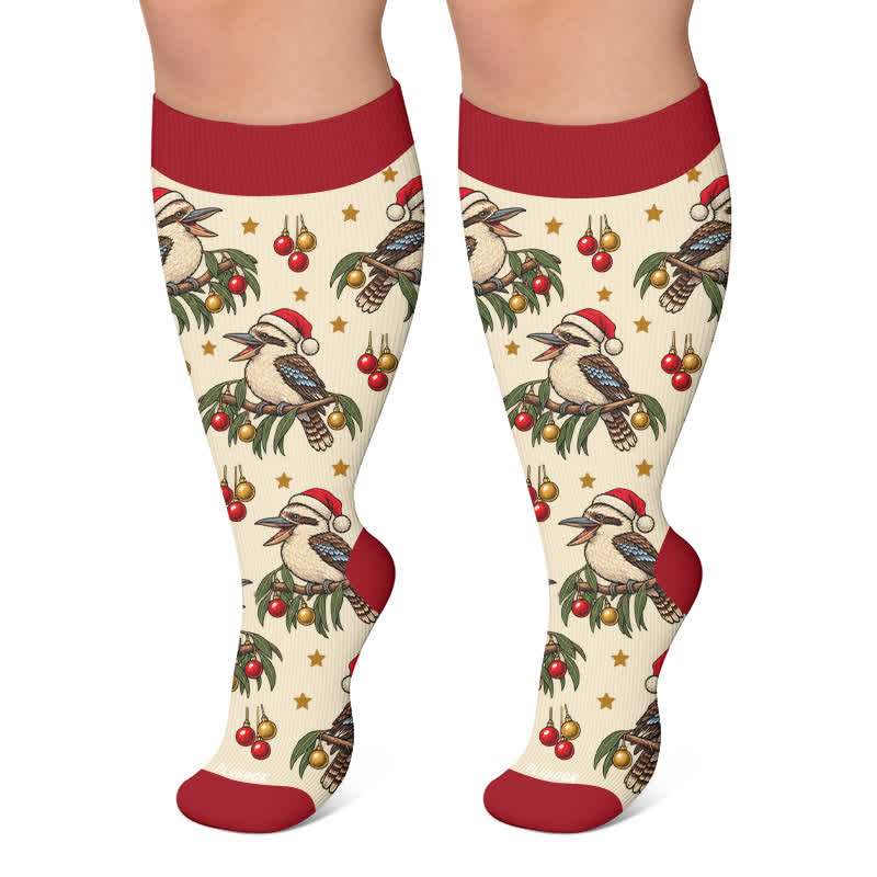 Plus Size Christmas Santa Compression Socks - Apricot - 4XL - image 6