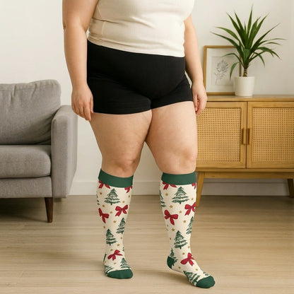 Plus Size Christmas Santa Compression Socks - image 1