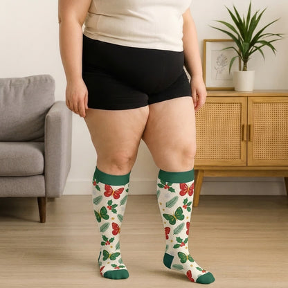 Plus Size Christmas Butterfly Dog Compression Socks - image 1