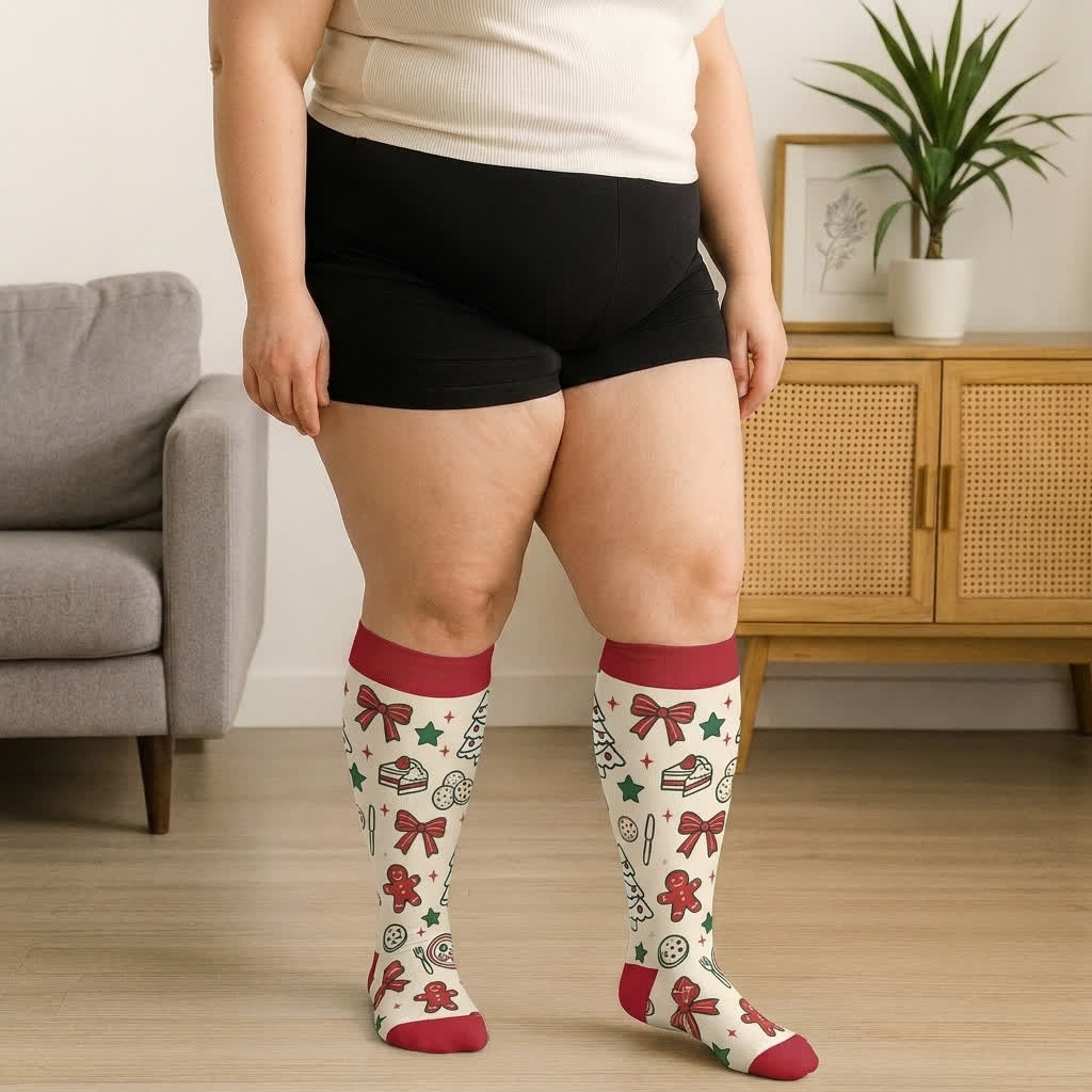 Plus Size Christmas Butterfly Dog Compression Socks - image 3