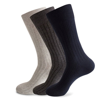 Solid Stripes Crew Socks(3 Pairs) - Dark Gray&Light Grey&Navy Blue - EU46-50(US12-15) - image 0