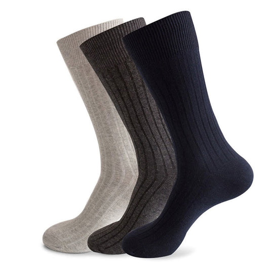 Plusock Solid Stripes Crew Socks(3 Pairs) - Dark Gray&Light Grey&Navy Blue - EU46-50(US12-15) - image 0
