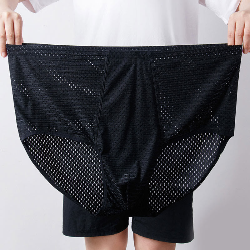 Plus Size Ice Silk Hip Briefs(1 Pair) - Black - 10XL - image 5