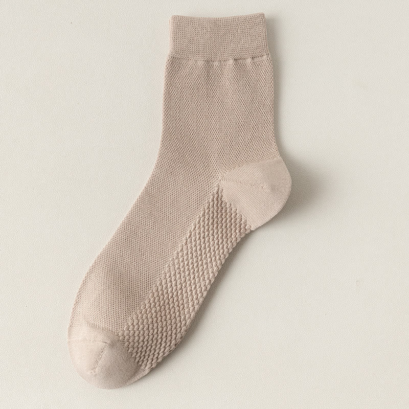 Cotton Mesh Quarter Socks(5 Pairs) - Khaki - EU39-46(US5-12) - image 22