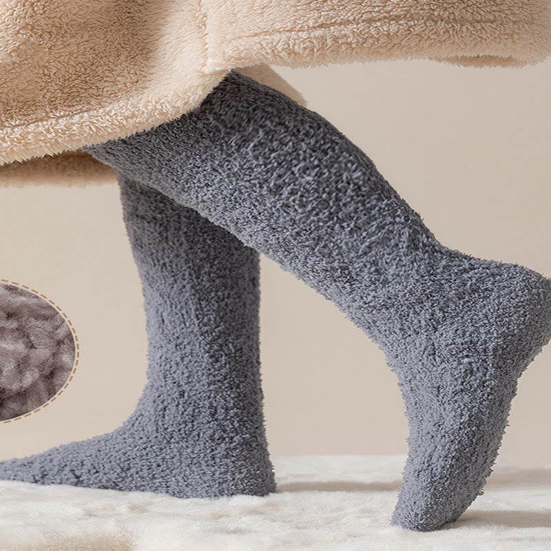 Coral Fleece Thermal Knee High Socks(5 Pairs) - image 5