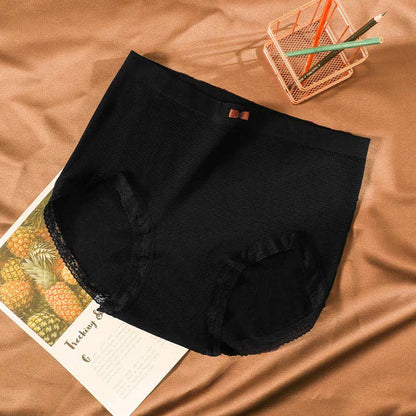 High-Waisted Breathable Lace Panty(5 Pairs) - Black - Fits 195-280lbs - image 11