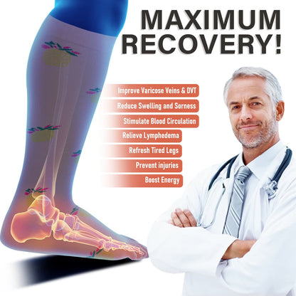 Pineapple Electrocardiogram Plus Size Compression Socks(3 Pairs) - image 4