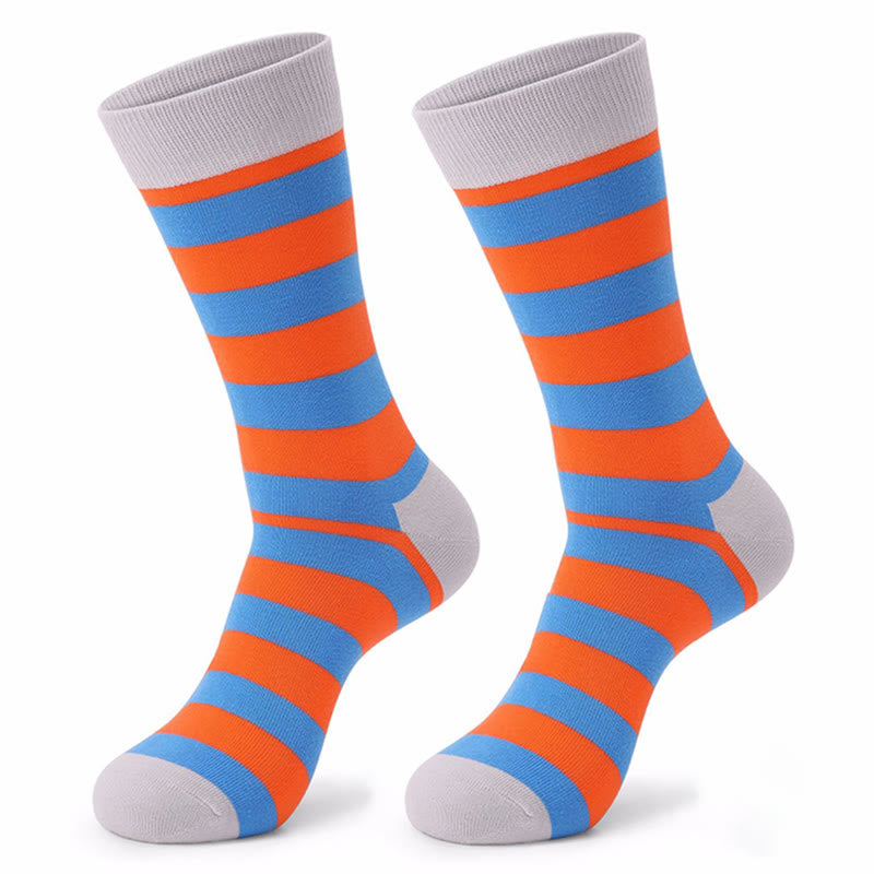 Colorful Striped Cotton Novelty Crew Socks(5 Pairs) - image 5