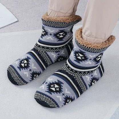 Plus Size Non Slip Fleece Slipper Socks(2 Pairs) - Sky Blue - EU40-43(US7-9) - image 4