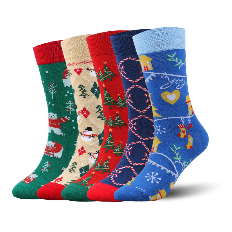 Christmas Soft Crew Socks(5 Pairs) - Multicolor - EU43-49(US9-14) - image 0
