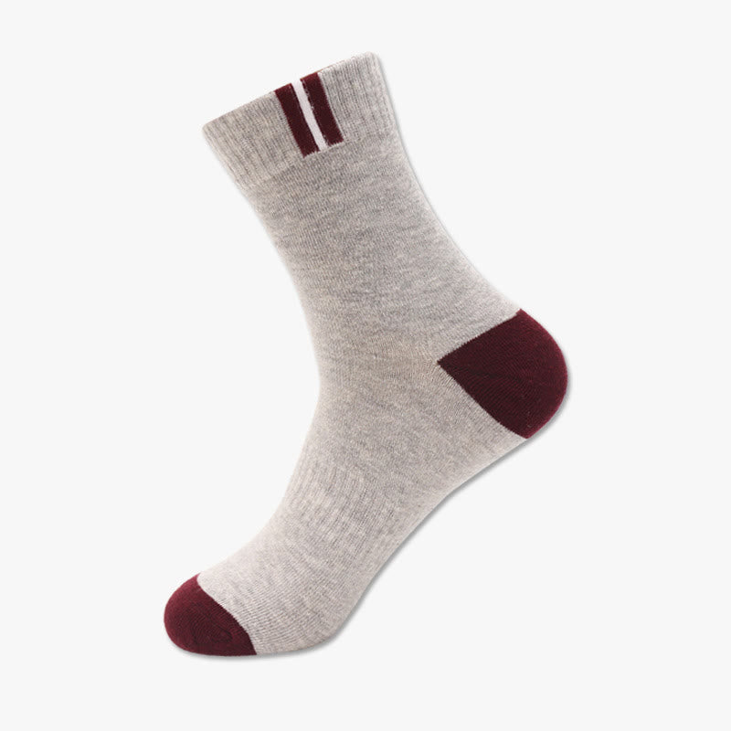 Breathable Ventilation Cotton Socks(3 Pairs) - 43-48 - Gray&Red - image 5