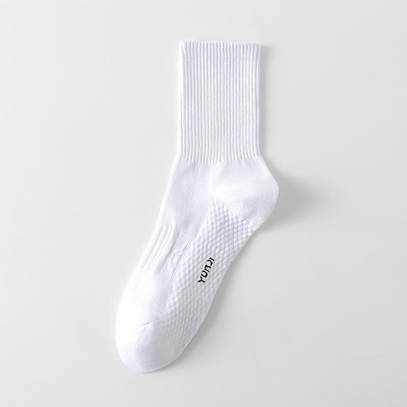 Solid Color Thickened Quarter Socks(5 Pairs) - White - EU40-48(US7-13) - image 9