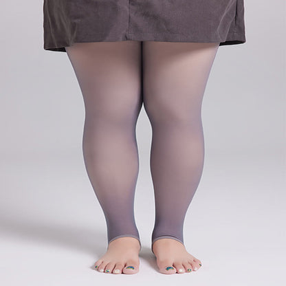 Plus Size High Waist Thick Pantyhose - 330g(Plus Velvet) - Grey - Stirrup Tights - image 3