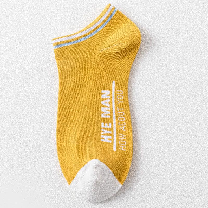 Wide Calf Letter Pattern Cotton Socks(3 Pairs) - 42-48 - Yellow - image 9
