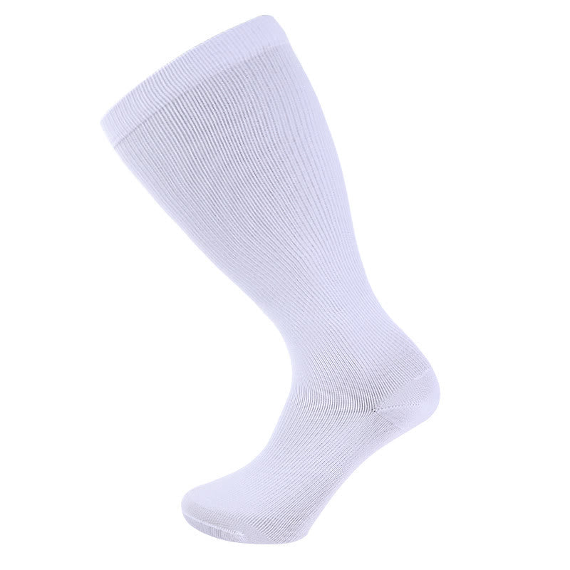 Solid Color Plus Size Compression Socks 2XL-7XL (3 Pairs) - White - 7XL - image 10