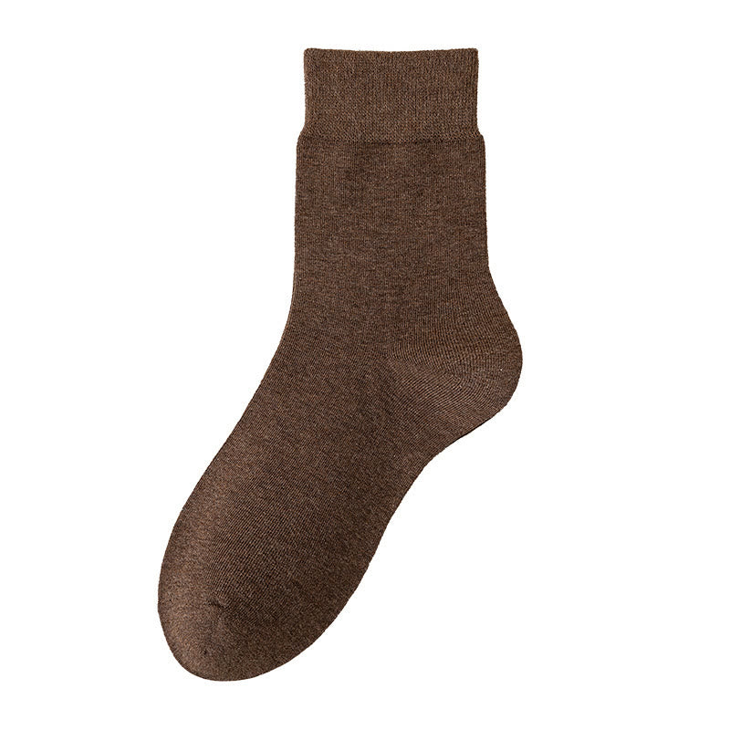 Solid Color Breathable Quarter Socks(5 Pairs) - Brown - EU39-46(US6-12) - image 14