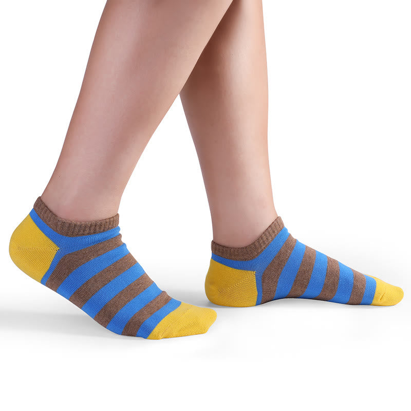 Colorful Striped Cotton Ankle Socks(5 Pairs) - image 1