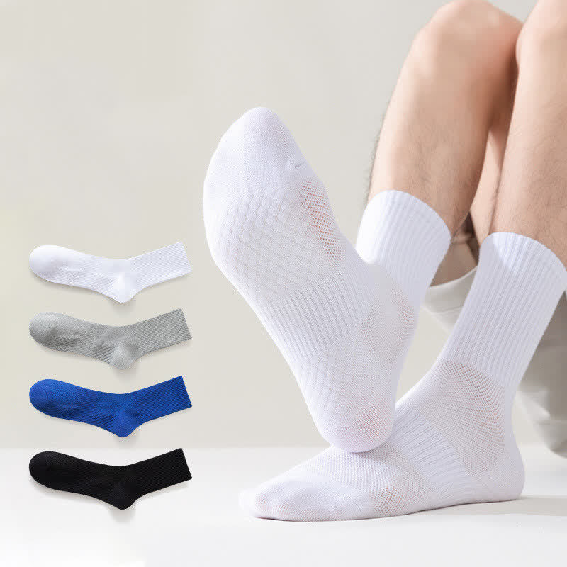 Solid Breathable Quarter Socks(4 Pairs) - image 0