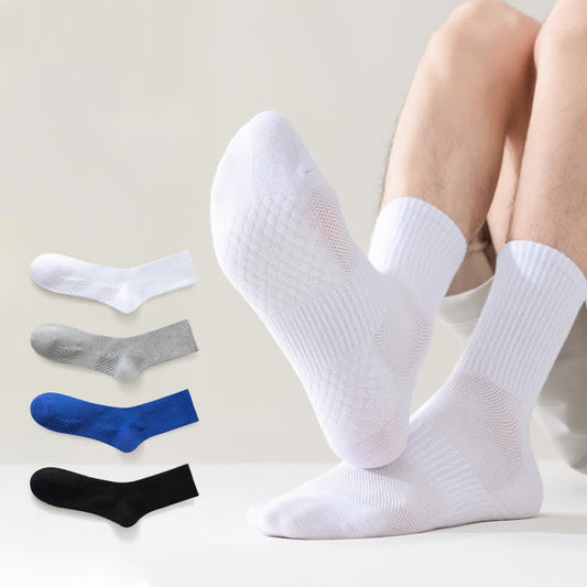 Solid Breathable Quarter Socks(4 Pairs) - image 0