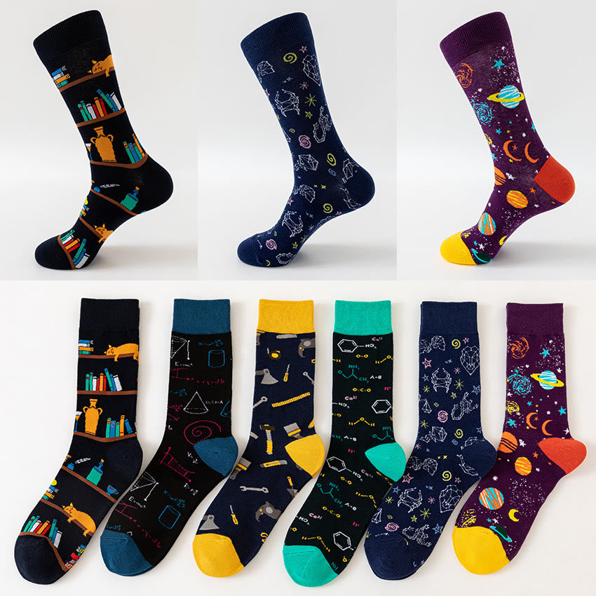 Macro Pattern Crew Socks(6 Pairs) - image 0