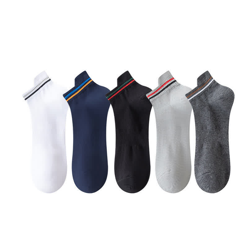 Stripe Anti-sweat Sport Ankle Socks(5 Pairs) - Multicolor(5 Pairs) - EU43-48(US9-13) - image 1