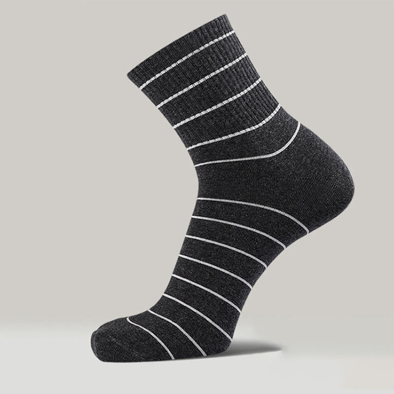 Cotton Striped Quarter Socks(5 Pairs) - Black - EU45-50(US10-15) - image 0