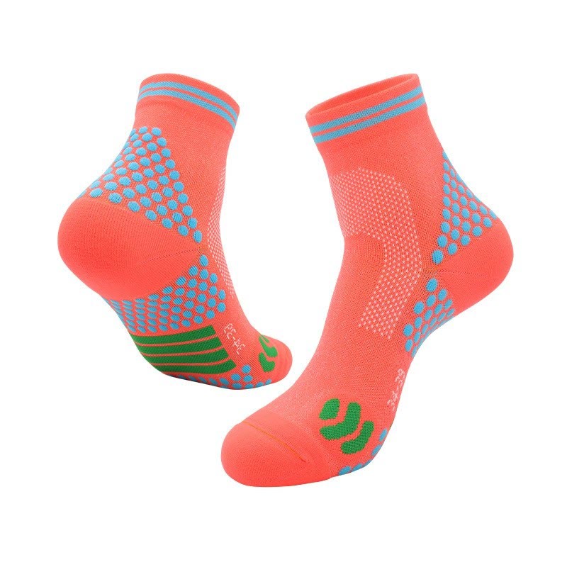 High Elasticity Professional Sport Quarter Compression Socks(3 Pairs) - Orange&Lake Blue - L - image 13