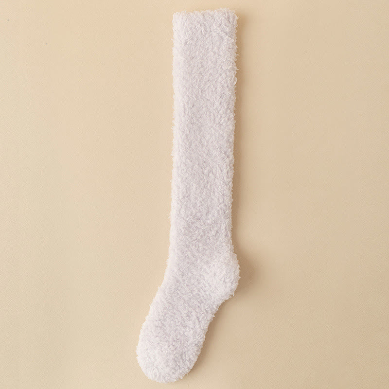 Plus Size Thickened Plush Knee High Socks(5 Pairs) - Light Purple - EU36-43(US3-9) - image 8