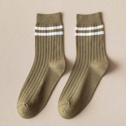 Striped Soft Diebetic Quarter Socks(6 Pairs) - 43-48 - Green - image 11