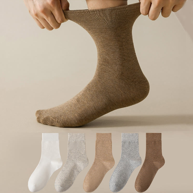 Solid Color Breathable Quarter Socks(5 Pairs) - Apricot+White+Light Gray+Khaki+Camel - EU39-46(US6-12) - image 0