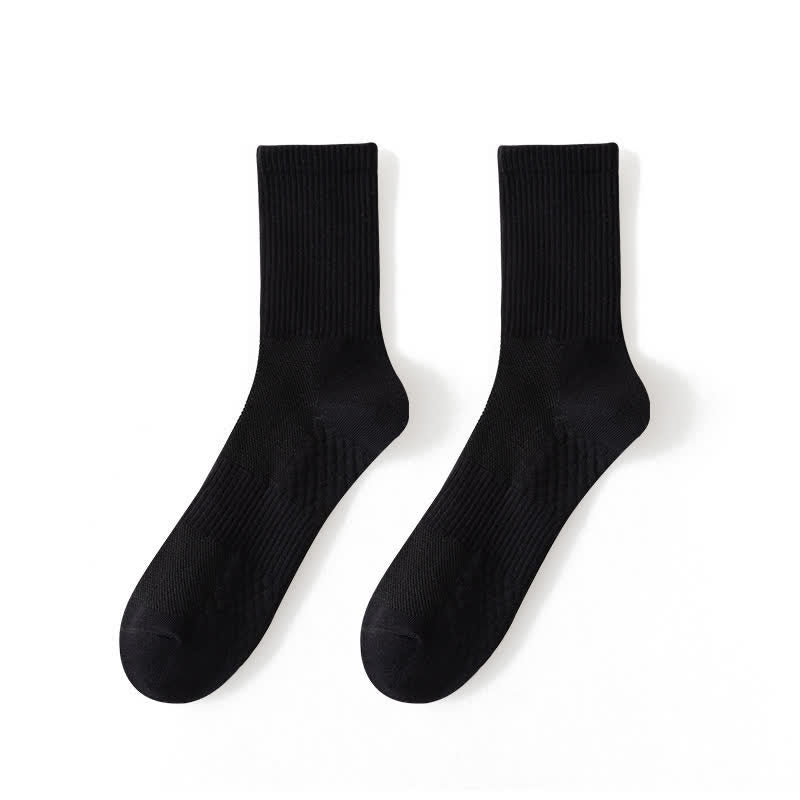 Solid Breathable Quarter Socks(4 Pairs) - EU43-48(US6-12) - Black - image 7
