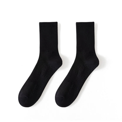 Solid Breathable Quarter Socks(4 Pairs) - EU43-48(US6-12) - Black - image 7