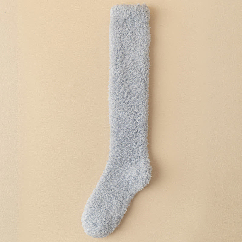 Plus Size Thickened Plush Knee High Socks(5 Pairs) - Blue - EU36-43(US3-9) - image 6