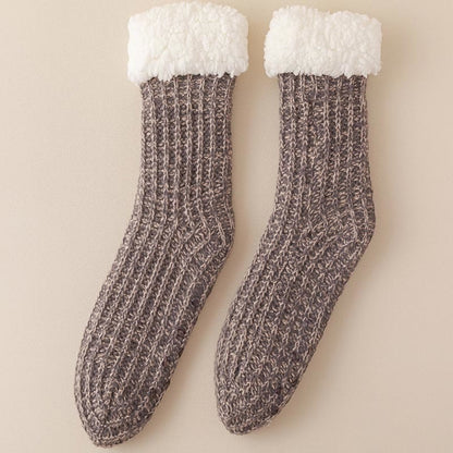 Plus Size Fleece Comfy Thick Slipper Socks(2 Pairs) - Light Gray - EU36-44(US3-10) - image 16
