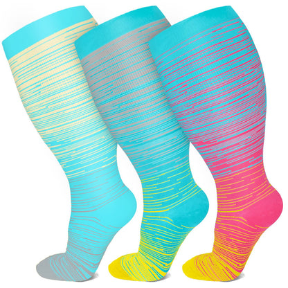 Plus Size Bright Stripe Compression Socks 2XL-7XL(3 Pairs) - image 11
