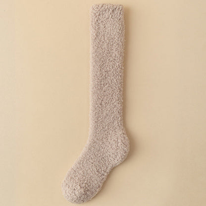 Plus Size Thickened Plush Knee High Socks(5 Pairs) - Khaki - EU36-43(US3-9) - image 7