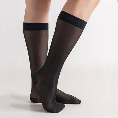 Pure Color Sheer Compression Socks - Black - XL - image 1