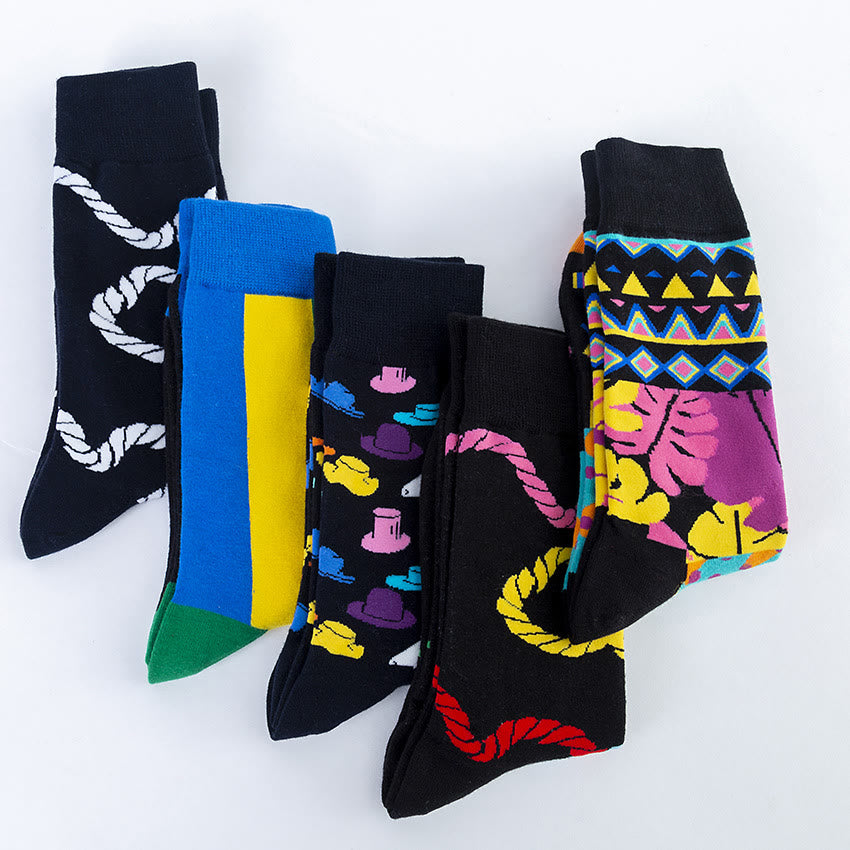 Abstract Pattern Crew Socks(5 Pairs) - image 8