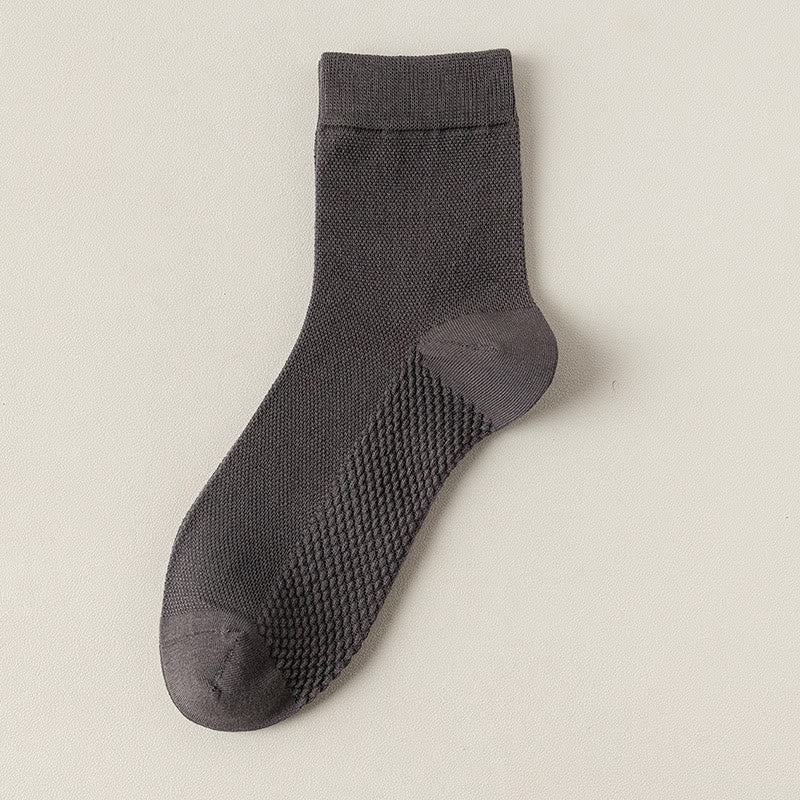 Cotton Mesh Quarter Socks(5 Pairs) - Dark Grey - EU39-46(US5-12) - image 17