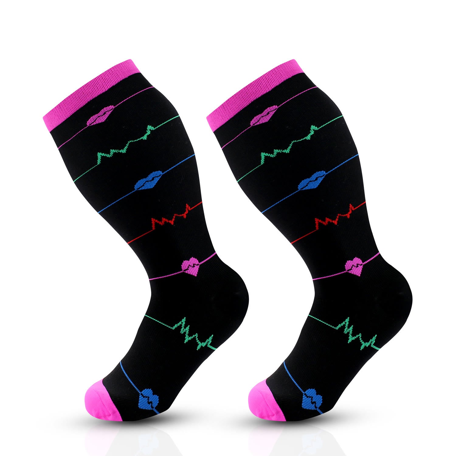 Purple Electrocardiogram Plus Size Compression Socks 2XL-7XL(3 Pairs) - Purple - 7XL - image 4