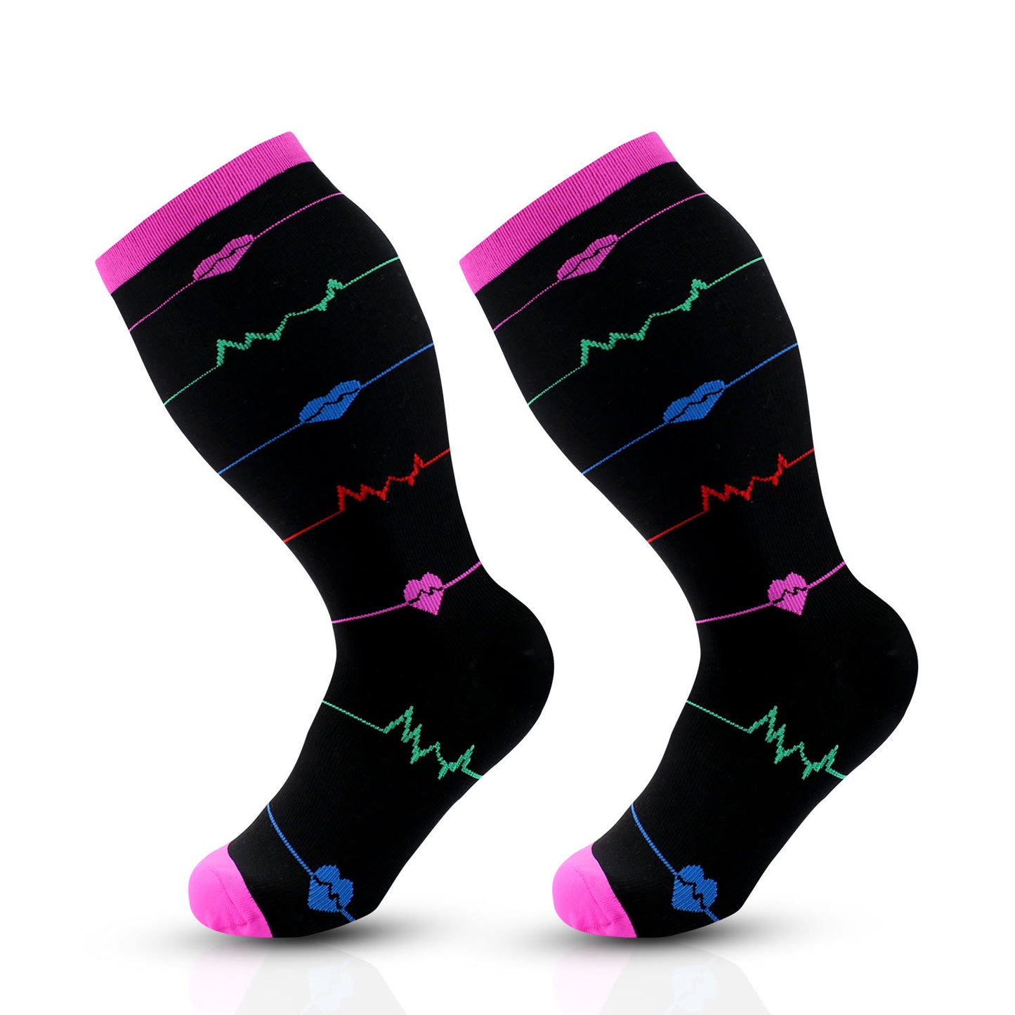 Plusock Purple Electrocardiogram Plus Size Compression Socks 2XL-7XL(3 Pairs) - Purple - 7XL - image 4