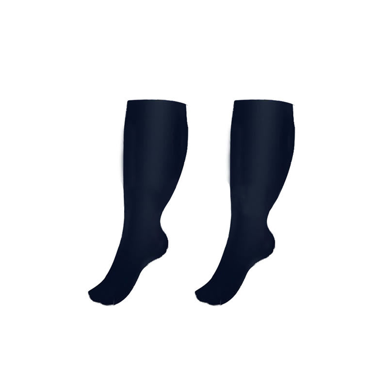 Plus Size Wide Calf Compression Socks(3 Pairs) - Navy Blue - 4XL - image 4