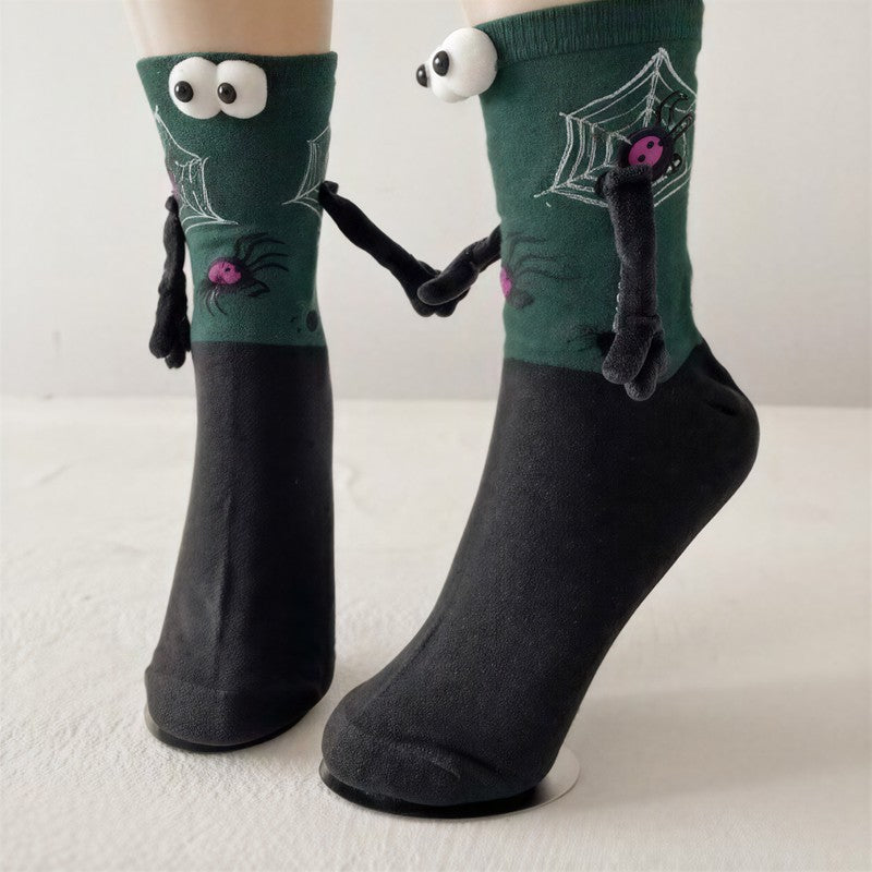Halloween 3D Eyes Plush Cuff Quarter Socks(3 Pairs) - Green - EU36-40(US3-7) - image 4