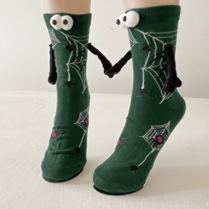 Halloween 3D Eyes Plush Quarter Socks(4 Pairs) - Green - EU34-40(US1-7) - image 2