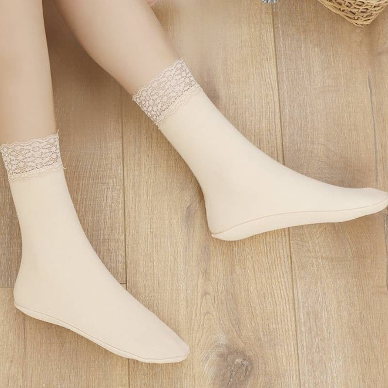 Romantic Lace Trim Quarter Socks(8 Pairs) - Nude - EU36-40(US3-7) - image 8