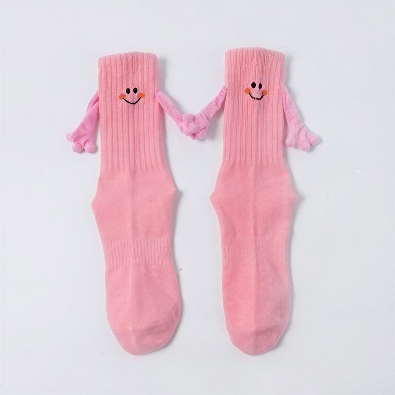 Smiley Embroidered Knit Quarter Socks(4 Pairs) - Pink - EU36-42(US3-9) - image 4