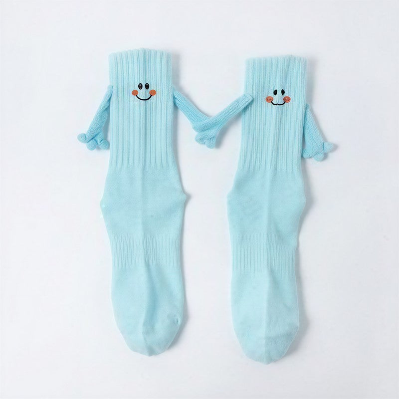 Smiley Embroidered Knit Quarter Socks(4 Pairs) - Sky Blue - EU36-42(US3-9) - image 2