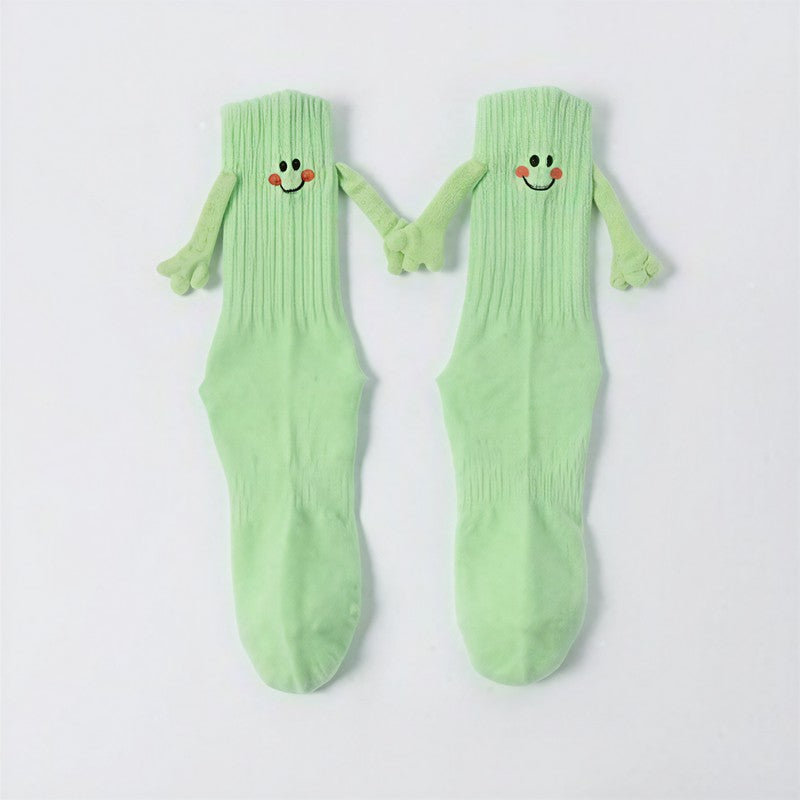 Smiley Embroidered Knit Quarter Socks(4 Pairs) - Light Green - EU36-42(US3-9) - image 1