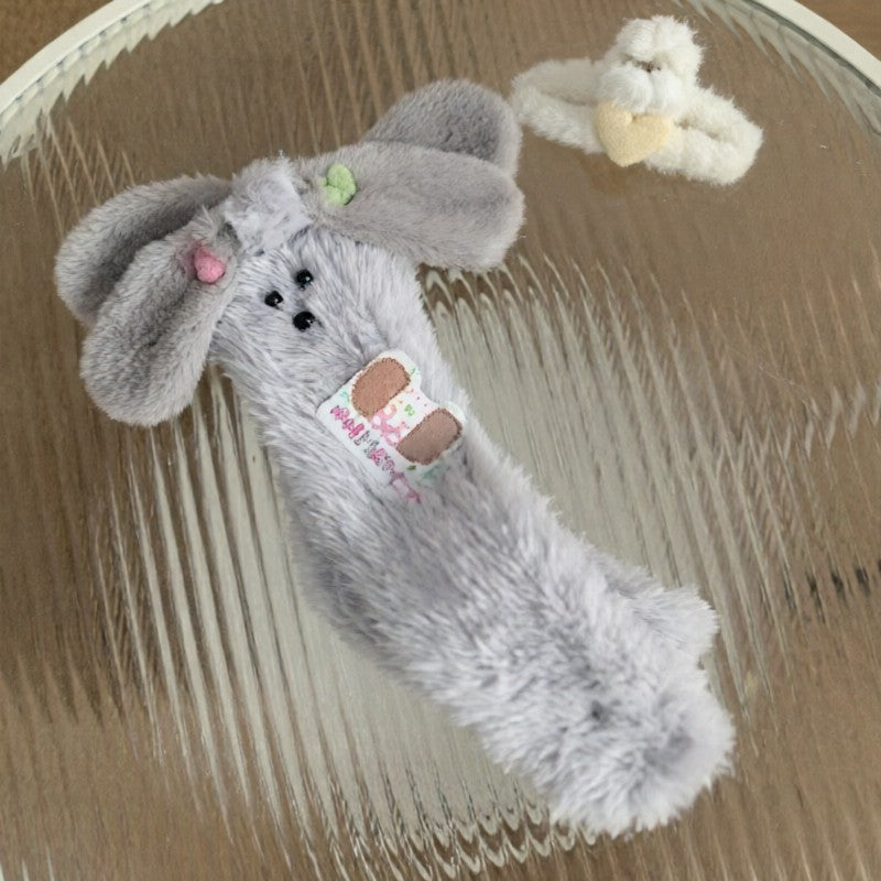 Shaggy Leopard Ear Cozy Home Slipper Socks - Grey - EU35-39(US2-6) - image 2